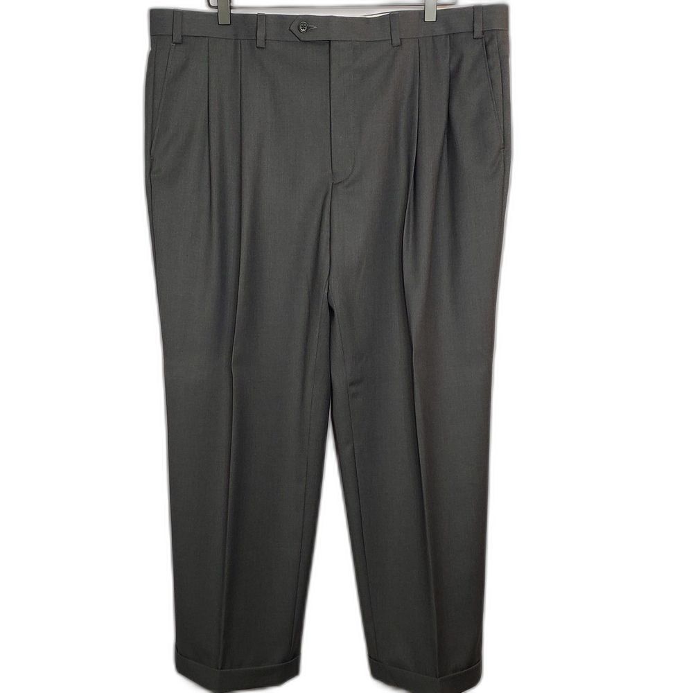 Lauren Ralph Lauren Dark Gray Cuffed, Pleated Mens Dress Slacks Size 40 W x 30 L
